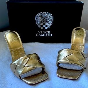 Vince Camuto - gold woven mule - size 6